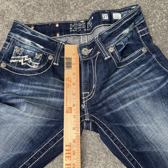 Miss Me Straight Leg Jeans Women’s 27 Blue VTG‎ 23C JD1071T Distressed Stretch - Picture 4 of 14